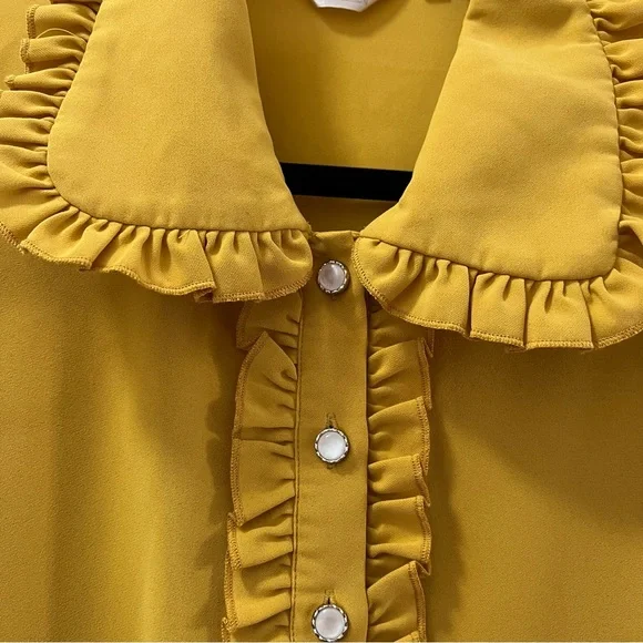 Mustard Ruffle Blouse - Picture 4 of 5